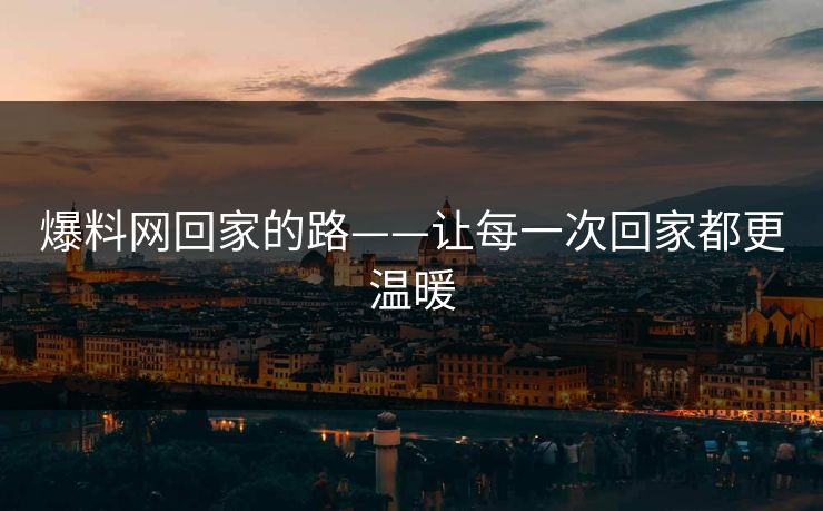 爆料网回家的路——让每一次回家都更温暖